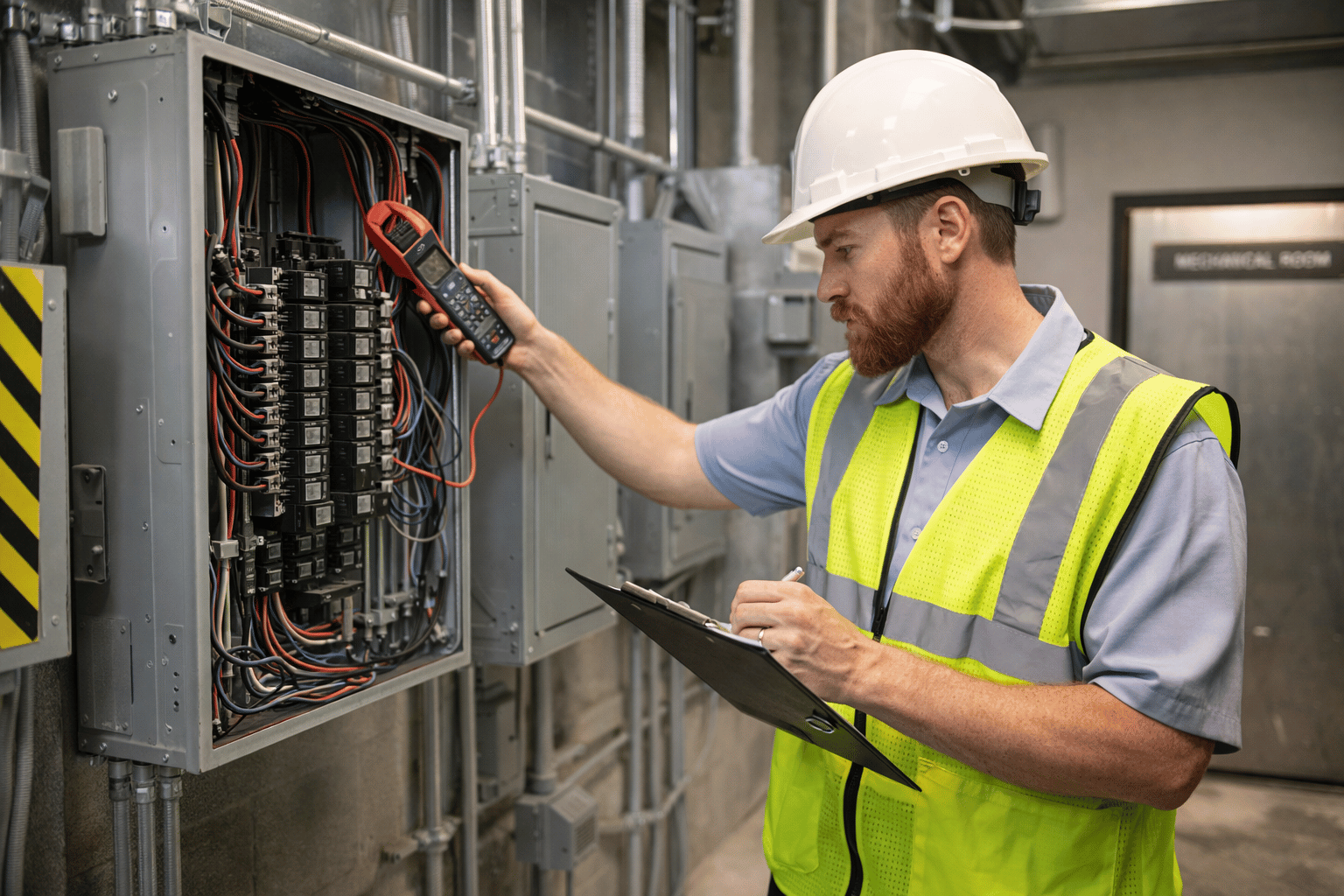 Licensed inspector conducting a commercial property condition assessment in Celina, TX